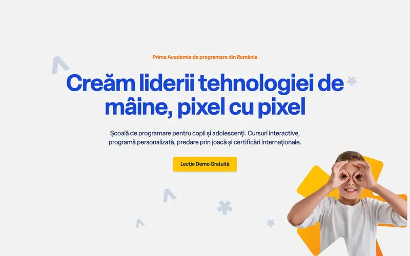 Pagina principală a site-ului Academia Micilor Developeri