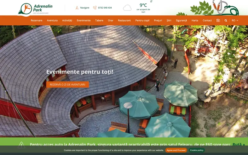 Pagina principală a site-ului Adrenalin Park