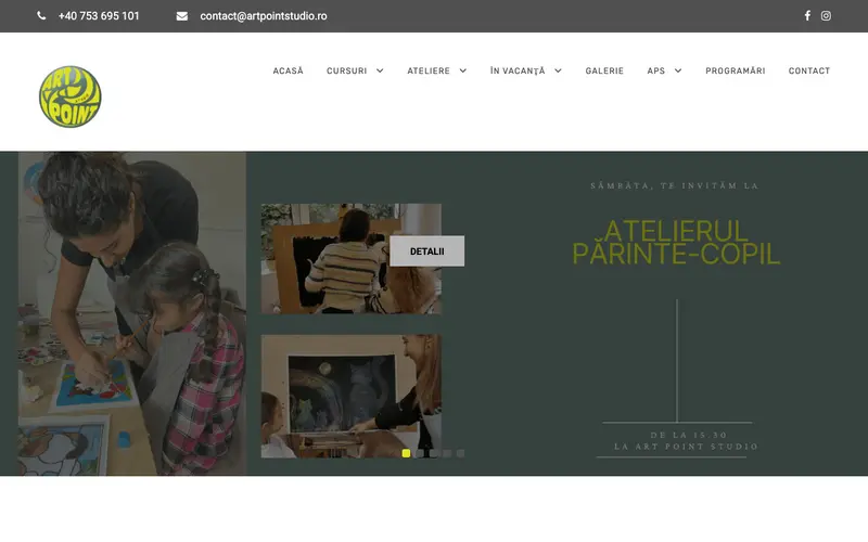 Pagina principală a site-ului Art Point Studio