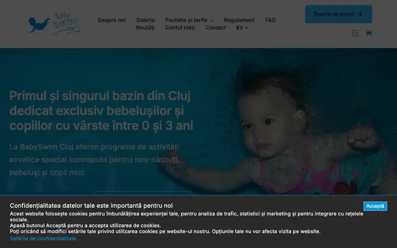 Pagina principală a site-ului Babyswim