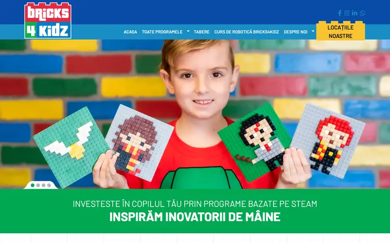 Pagina principală a site-ului Bricks 4 Kidz