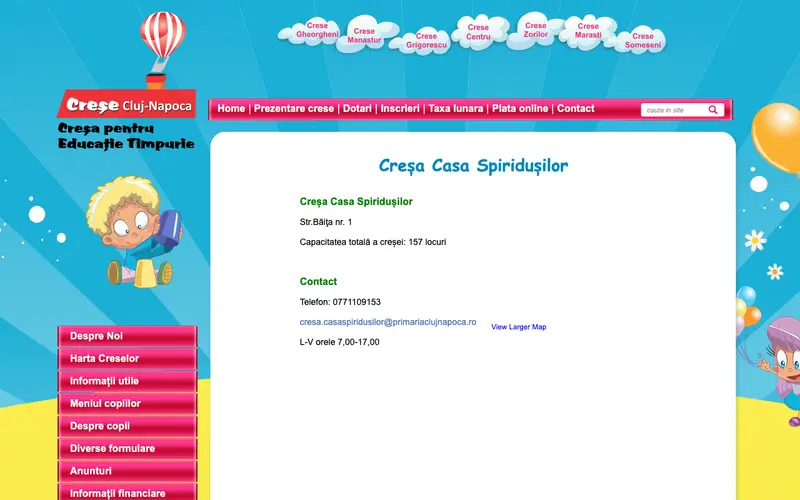 Pagina principală a site-ului Casa Spiridușilor