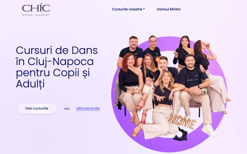 Pagina principală a site-ului Chic Dance Academy