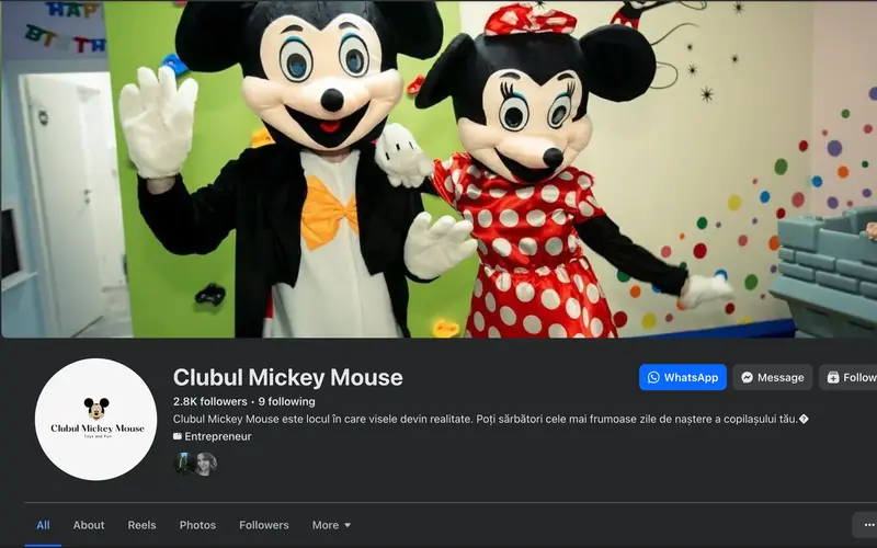 Pagina de Facebook a Clubul Mickey Mouse