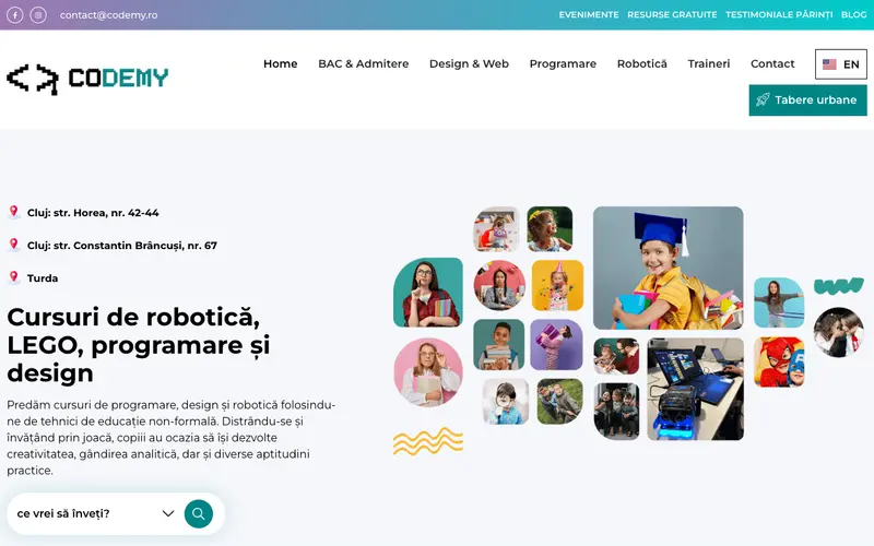 Pagina principală a site-ului Codemy