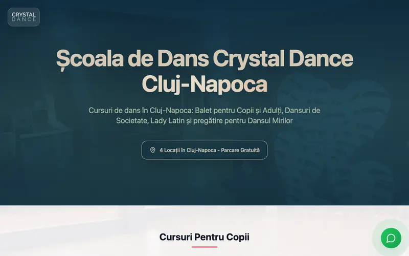 Pagina principală a site-ului Crystal Dance