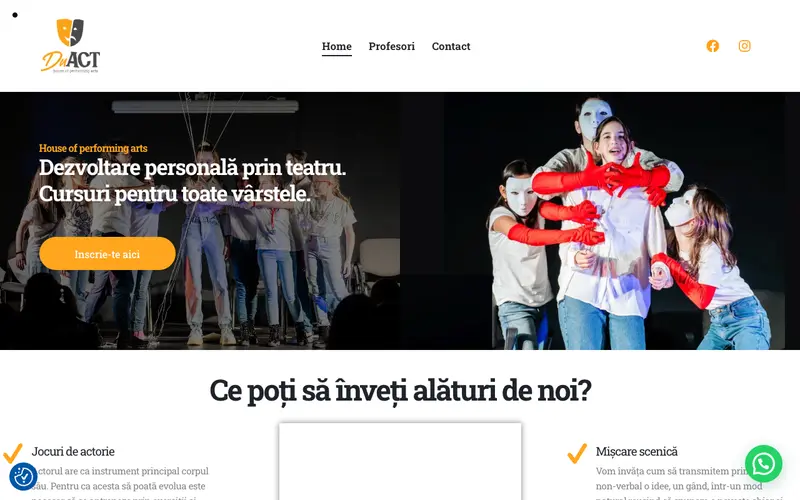 Pagina principală a site-ului duACT