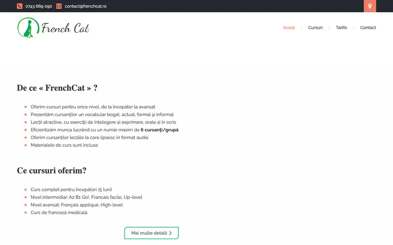 Pagina principală a site-ului FrenchCat