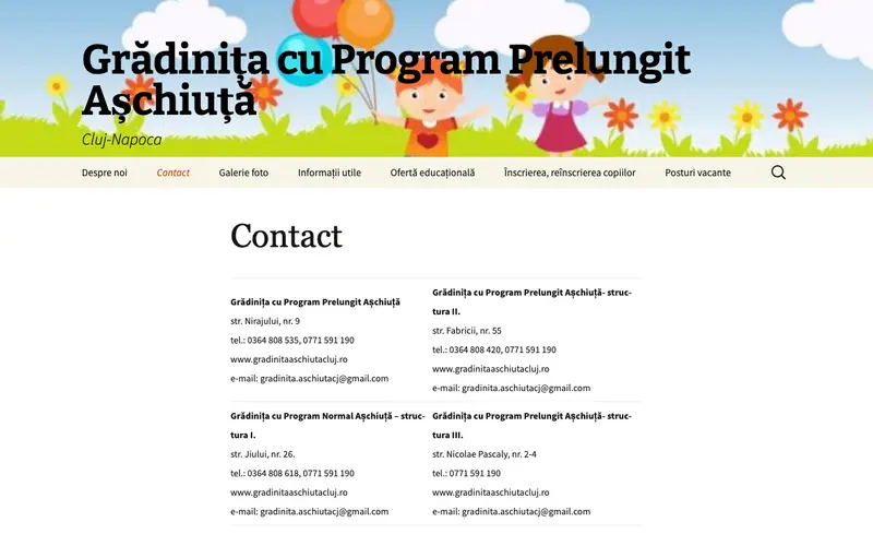Pagina principală a site-ului Grădinița Așchiuță Nr. 21