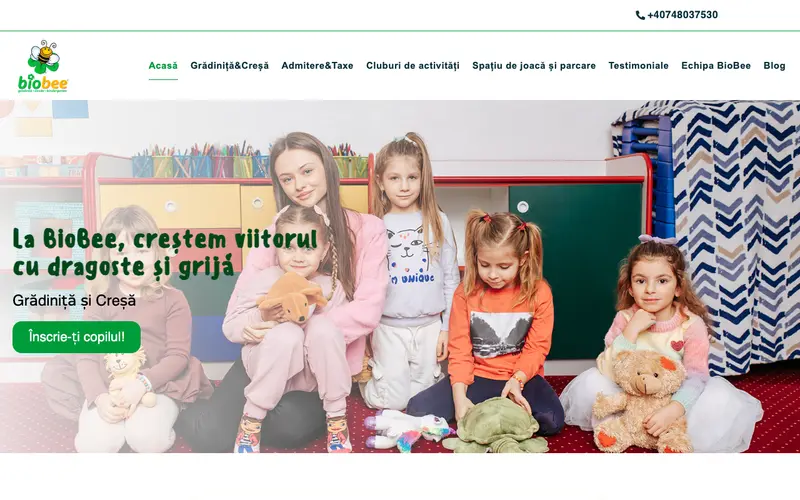 Pagina principală a site-ului Gradinița BioBee