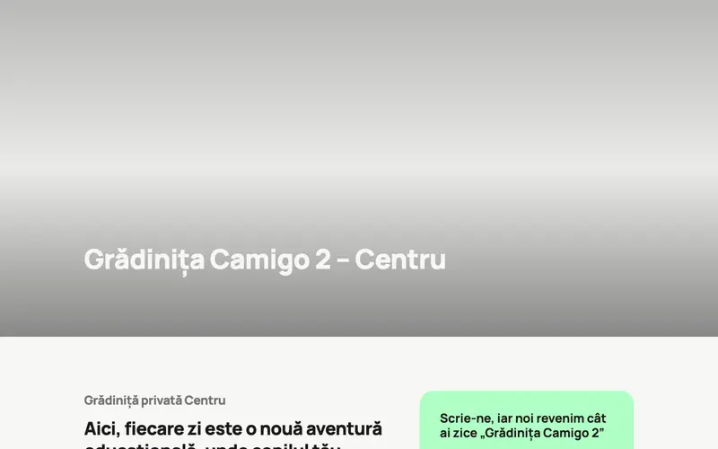 Pagina principală a site-ului Grădinița Camigo 2