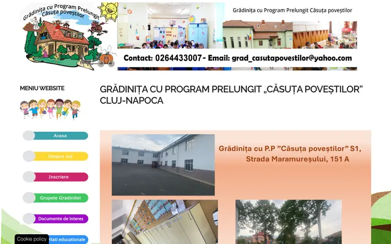 Pagina principală a site-ului Grădinița ,,Căsuța Poveștilor''