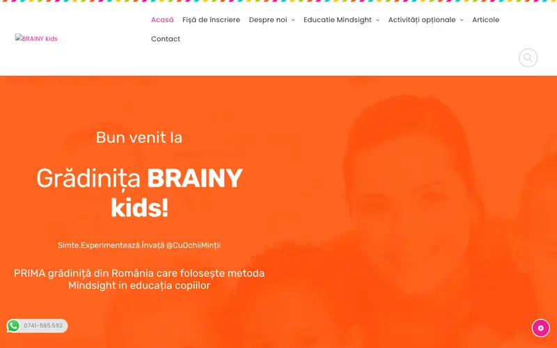 Pagina principală a site-ului Gradinita cu Program Prelungit "Brainy Kids"