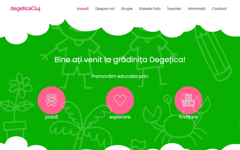 Pagina principală a site-ului Gradinița Degețica PJ
