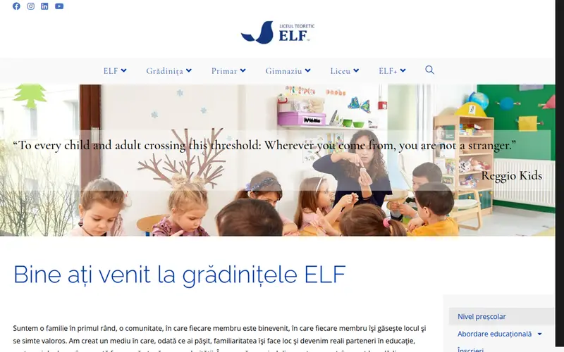 Pagina principală a site-ului Grădinița Elf
