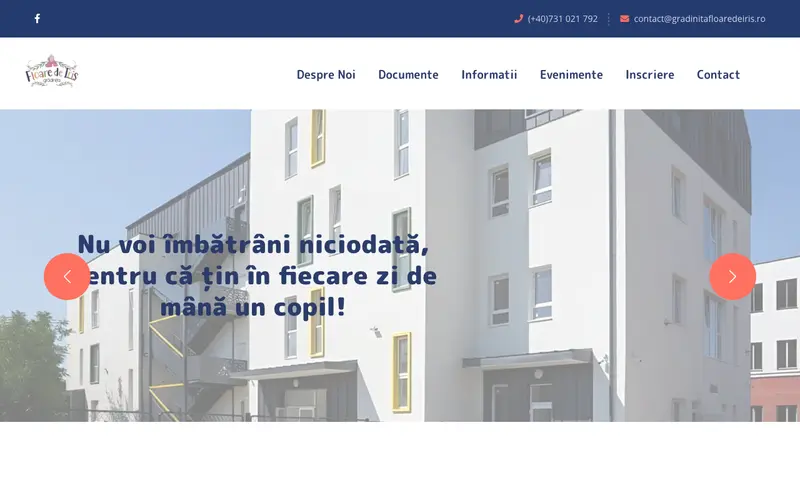 Pagina principală a site-ului Grădinița „Floare De Iris” I
