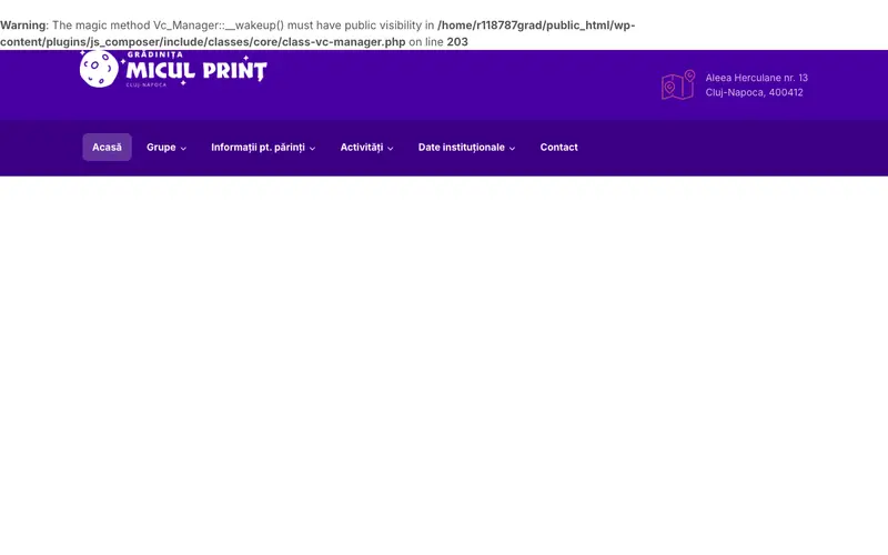 Pagina principală a site-ului Grădinița Micul Prinț