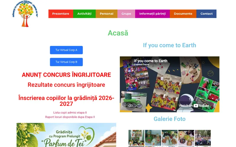 Pagina principală a site-ului Grădinița „Parfum de Tei” I