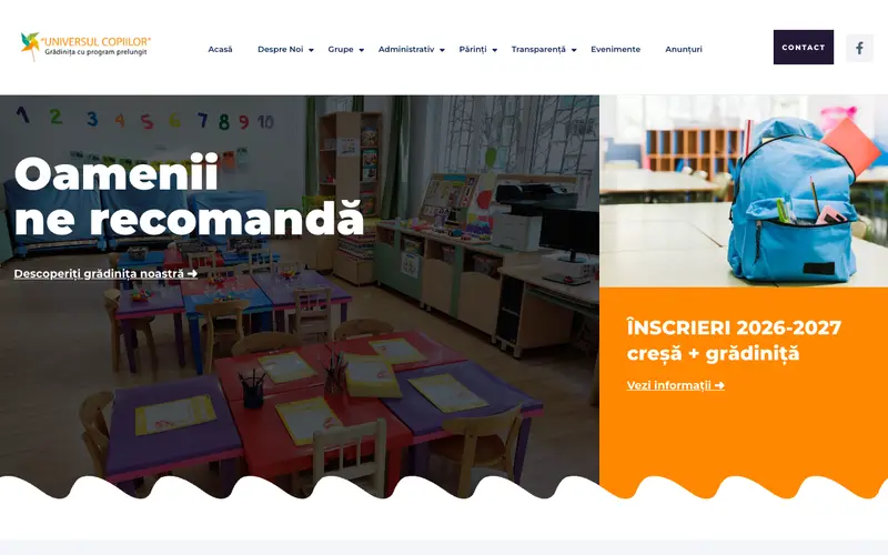 Pagina principală a site-ului Grădinița Universul Copiilor