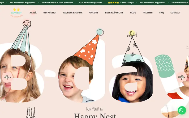 Pagina principală a site-ului Happy Nest