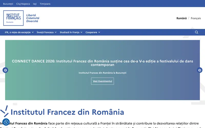 Pagina principală a site-ului Institutul Francez Cluj