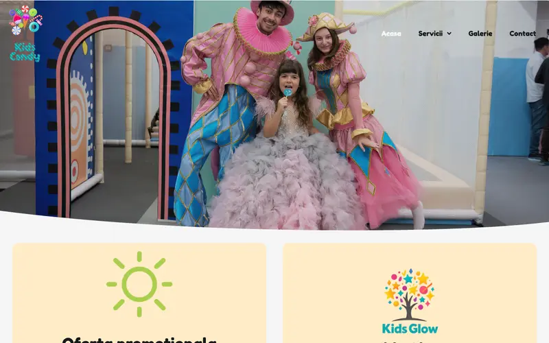 Pagina principală a site-ului Kids Candy
