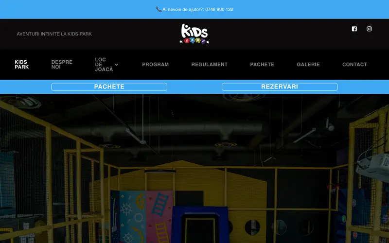 Pagina principală a site-ului Kids Park Turda