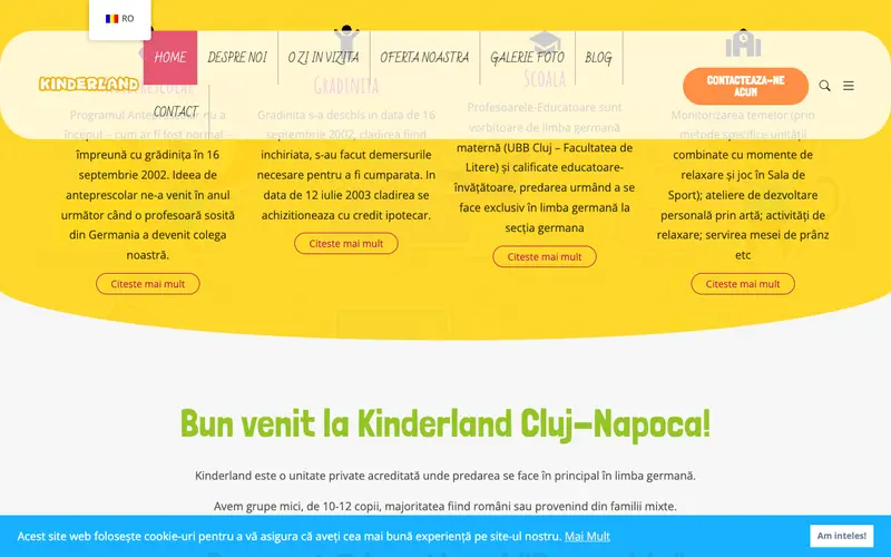 Pagina principală a site-ului Kinderland