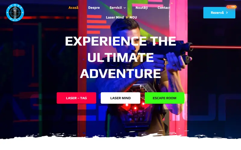 Pagina principală a site-ului Laser Hunt