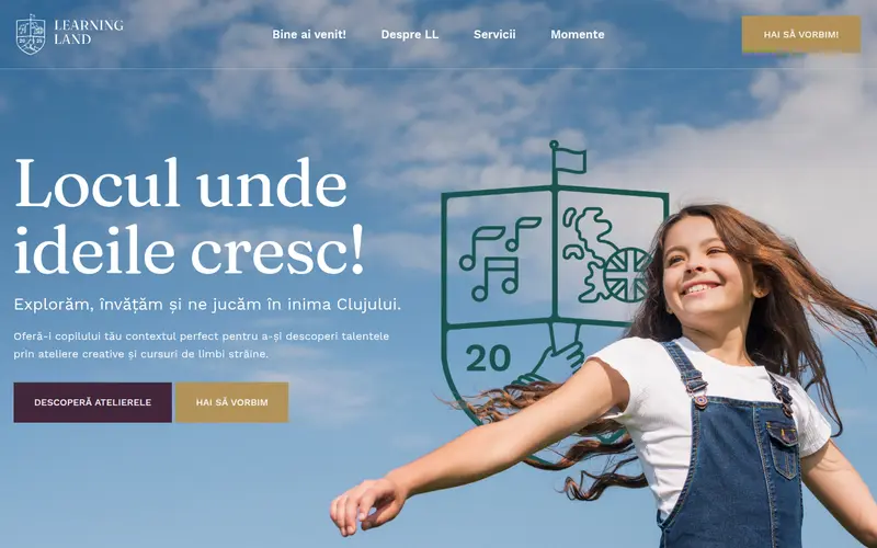 Pagina principală a site-ului Learning Land