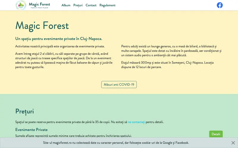 Pagina principală a site-ului Magic Forest