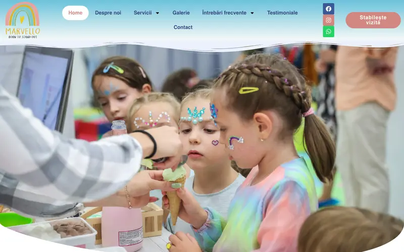 Pagina principală a site-ului Marvello Kids