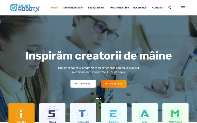 Pagina principală a site-ului Smart RobotX