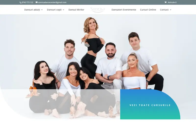 Pagina principală a site-ului Sonrisa Dance Center