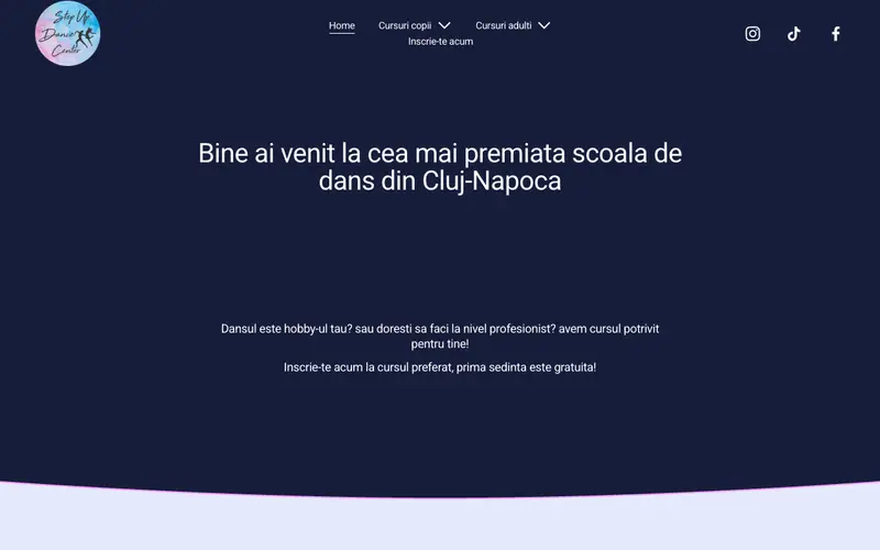Pagina principală a site-ului Step Up Dance Center