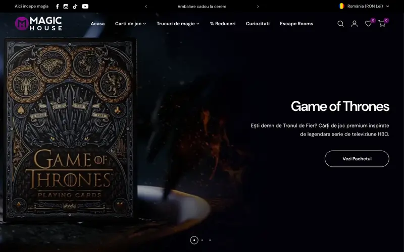 Pagina principală a site-ului The Magic House