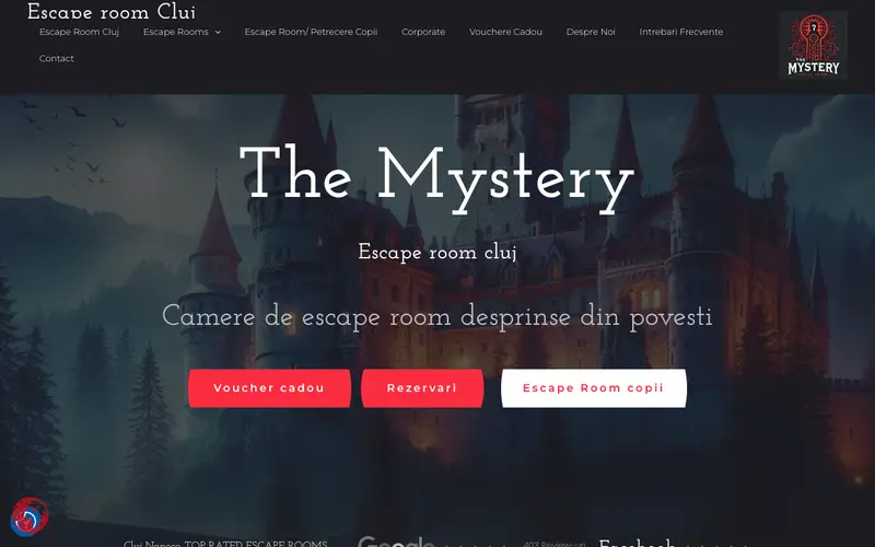 Pagina principală a site-ului The Mystery