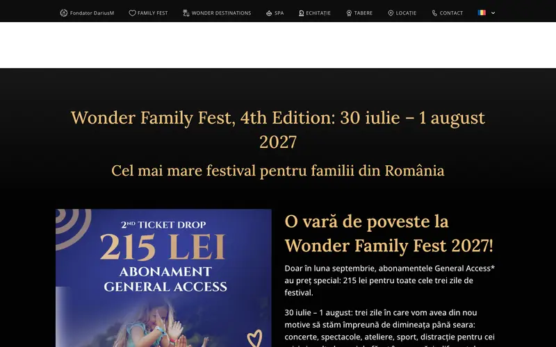Pagina principală a site-ului Wonderland Cluj Resort