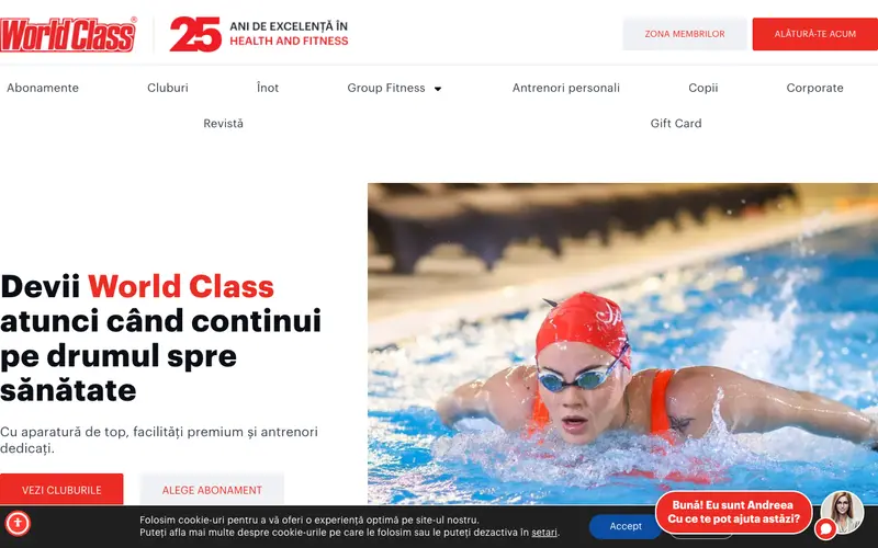 Pagina principală a site-ului World Class Cluj