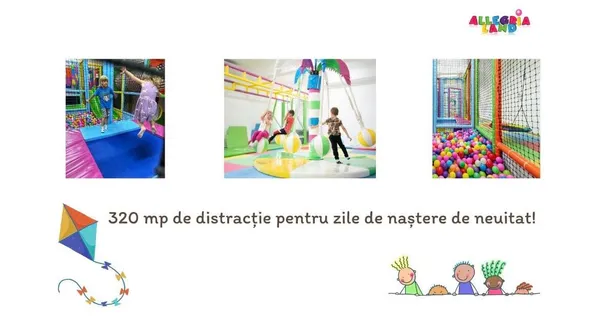 Imagine de prezentare Allegria Land: copii pe trambulină, în leagăne și în piscina cu bile a locului de joacă
