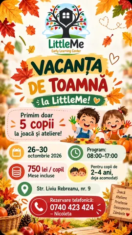 Afișul evenimentului „Program de vacanță de toamnă la LittleMe”